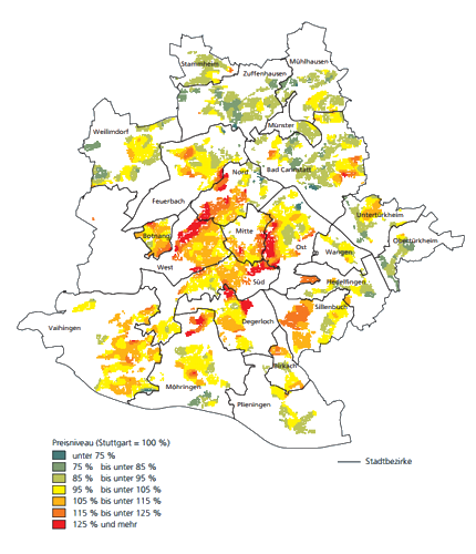 Karte Preisniveau Stuttgart